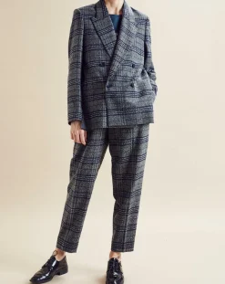Femme Chloé Stora Vestes, Blousons^Veste en Laine mélangée Ulla à carreaux grise