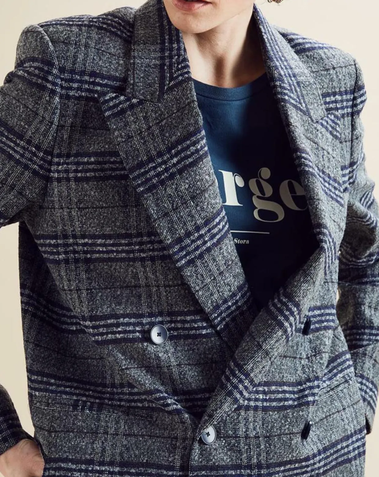 Femme Chloé Stora Vestes, Blousons^Veste en Laine mélangée Ulla à carreaux grise