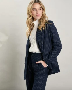 Veste en Laine mélangée Velize rayures brutes/marine-Hartford Best