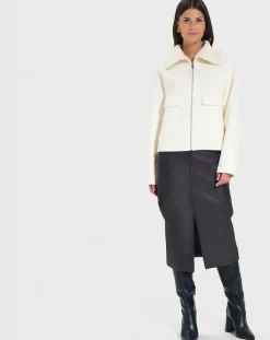 Veste en Laine mélangée Vivienna écrue-Zapa Clearance