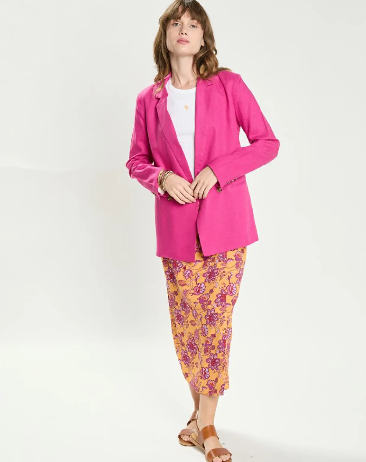 Veste en Lin & Coton Vivano fushia-La Petite Etoile Discount