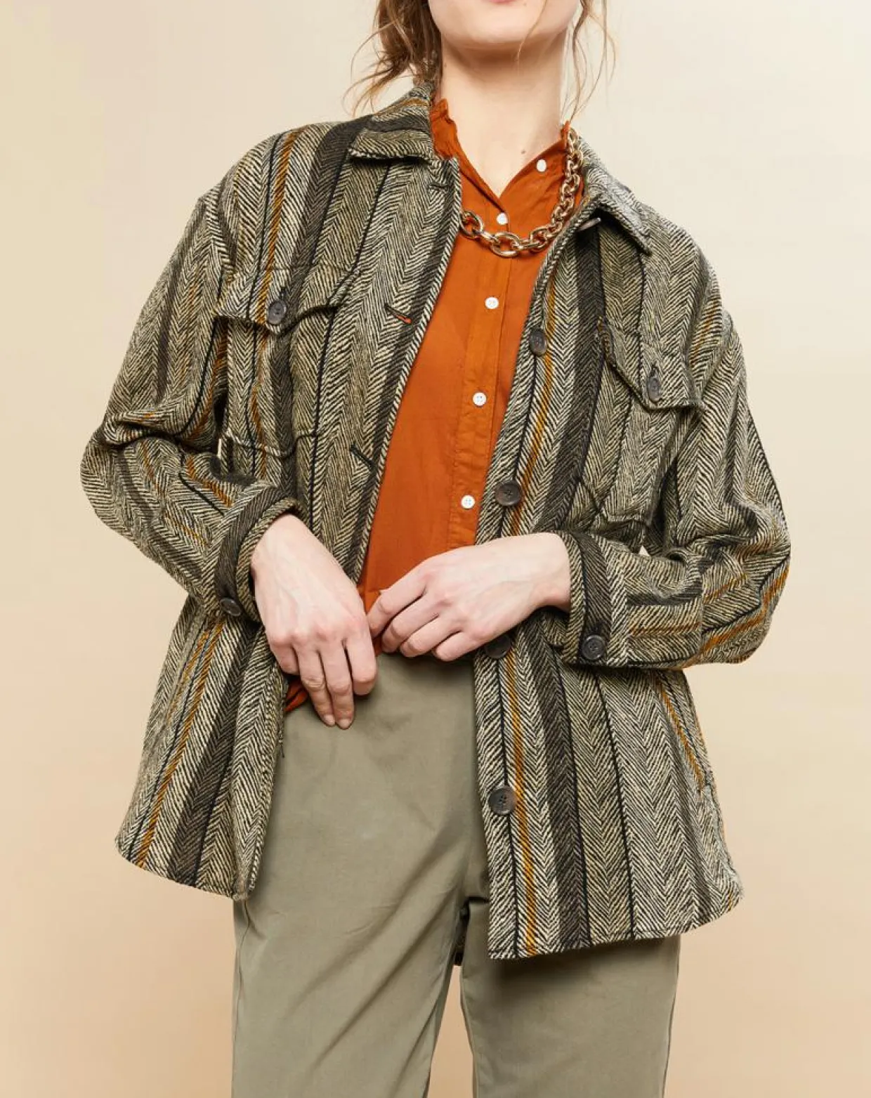 Femme Hartford Vestes, Blousons^Veste en Lin & Coton Voltige beige/noir