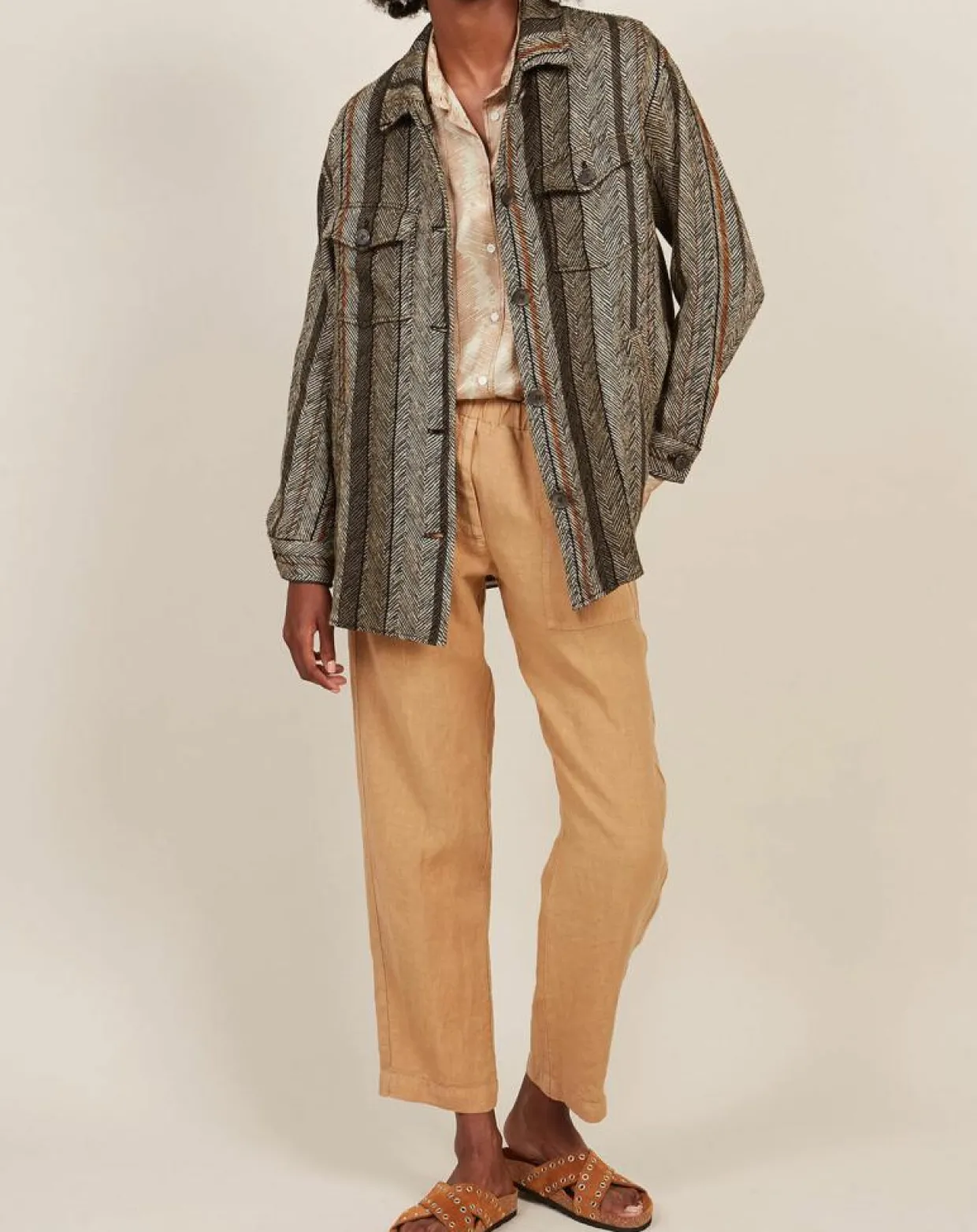 Femme Hartford Vestes, Blousons^Veste en Lin & Coton Voltige beige/noir