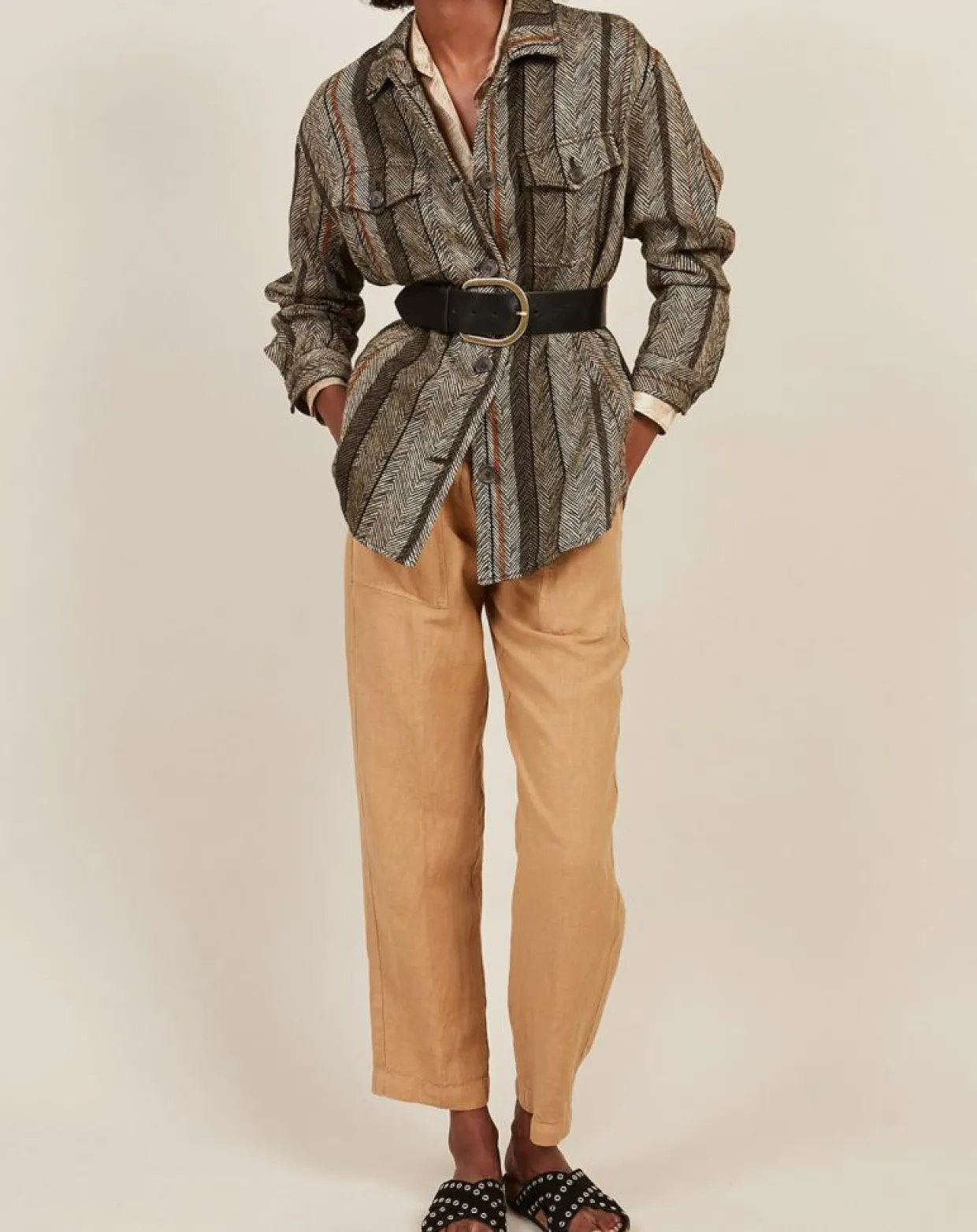 Femme Hartford Vestes, Blousons^Veste en Lin & Coton Voltige beige/noir