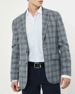 Homme Hackett London Vestes, Blousons^Veste en Lin & Laine mélangés Claire imprimée prince de galles bleue