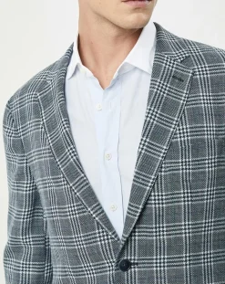 Homme Hackett London Vestes, Blousons^Veste en Lin & Laine mélangés Claire imprimée prince de galles bleue