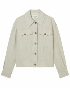 Veste en Lin mélangé Cropped gris clair-Marc O'Polo Outlet