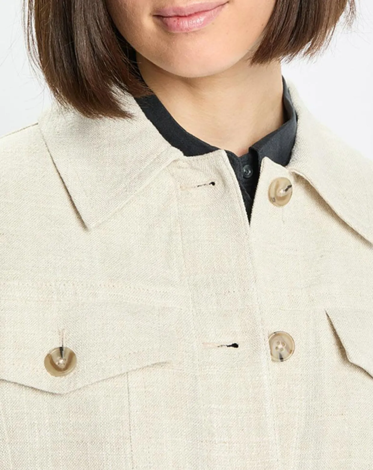 Veste en Lin mélangé Cropped gris clair-Marc O'Polo Outlet
