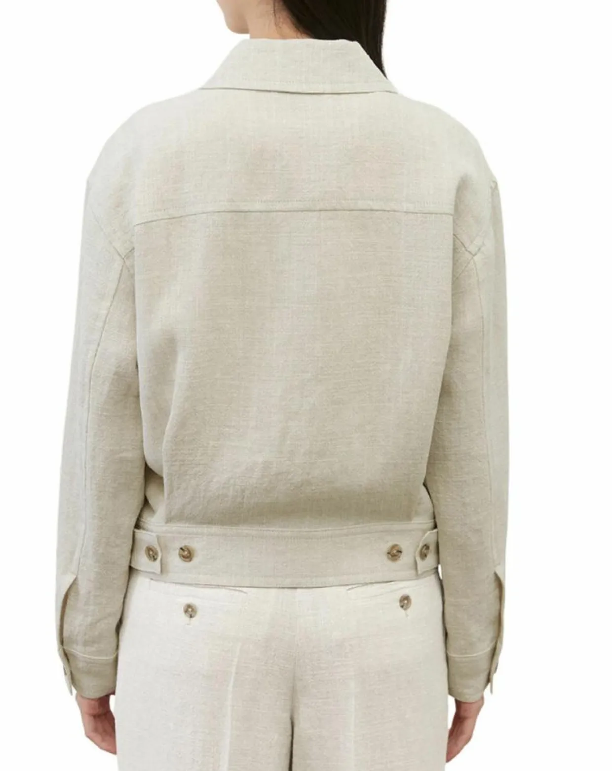 Veste en Lin mélangé Cropped gris clair-Marc O'Polo Outlet