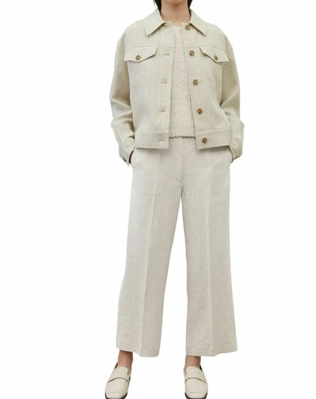 Veste en Lin mélangé Cropped gris clair-Marc O'Polo Outlet