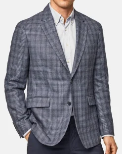 Veste en Soie & Laine Check à imprimé Prince de Galles bleu moyen-Hackett London Hot