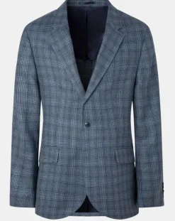 Veste en Soie & Laine Check à imprimé Prince de Galles bleu moyen-Hackett London Hot