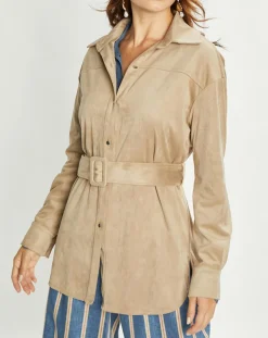 Veste en Suédine Lou sable-Lauren Vidal Outlet