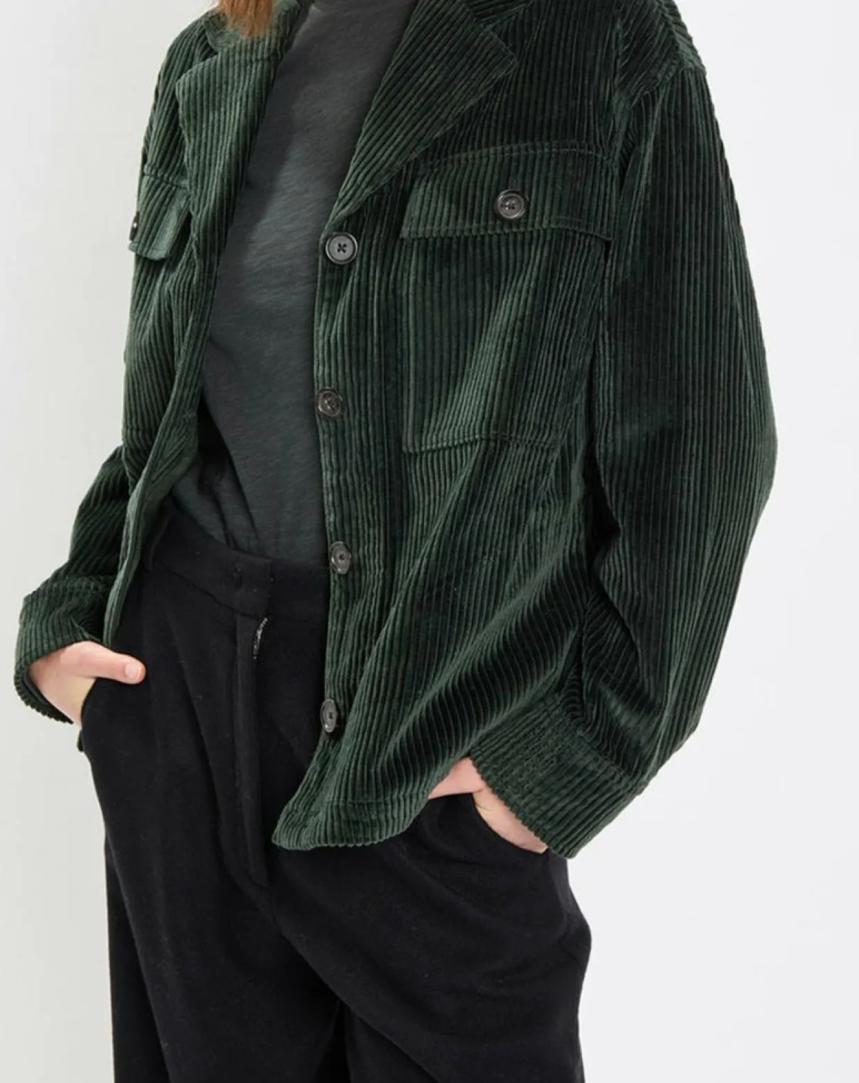 Veste en Velours côtelé 100% Coton Bio vert foncé-Marc O'Polo Discount