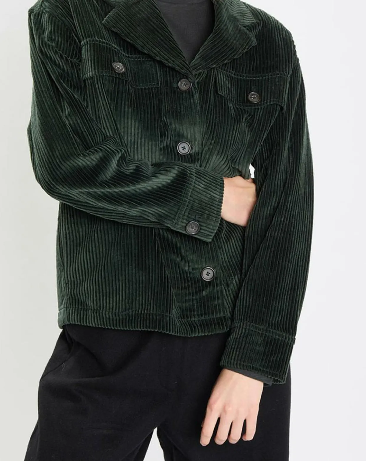 Veste en Velours côtelé 100% Coton Bio vert foncé-Marc O'Polo Discount