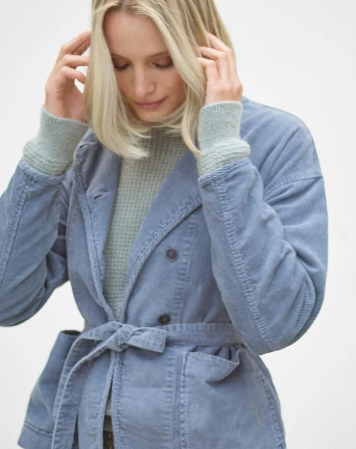 Veste en Velours côtelé Lola bleu violet-Caroll New