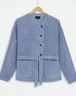 Veste en Velours côtelé Lola bleu violet-Caroll New