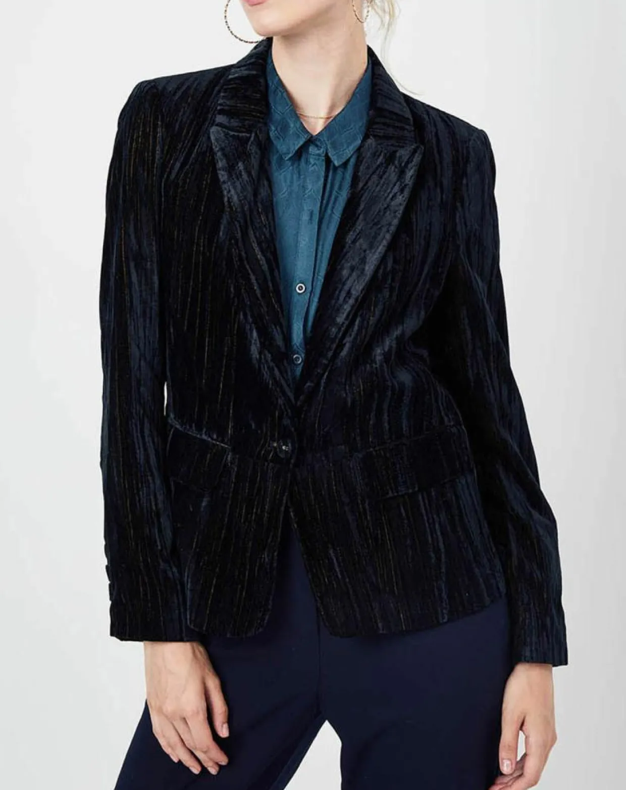 Femme See u Soon Vestes, Blousons^Veste en Velours Panais rayée noire