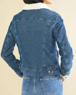 Veste fourrée en Velours côtelé sherpa Barth indigo-Acquaverde Outlet