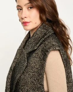 Veste longue sans manches en Laine mélangée Elsa noire-Lauren Vidal Hot