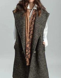 Veste longue sans manches en Laine mélangée Elsa noire-Lauren Vidal Hot