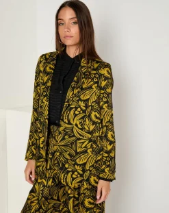 Veste Louise satinée imprimée jaune-See u Soon Clearance