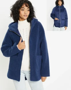 Veste réversible en Fausse Fourrure 315 Mont indigo-Lou Andrea New