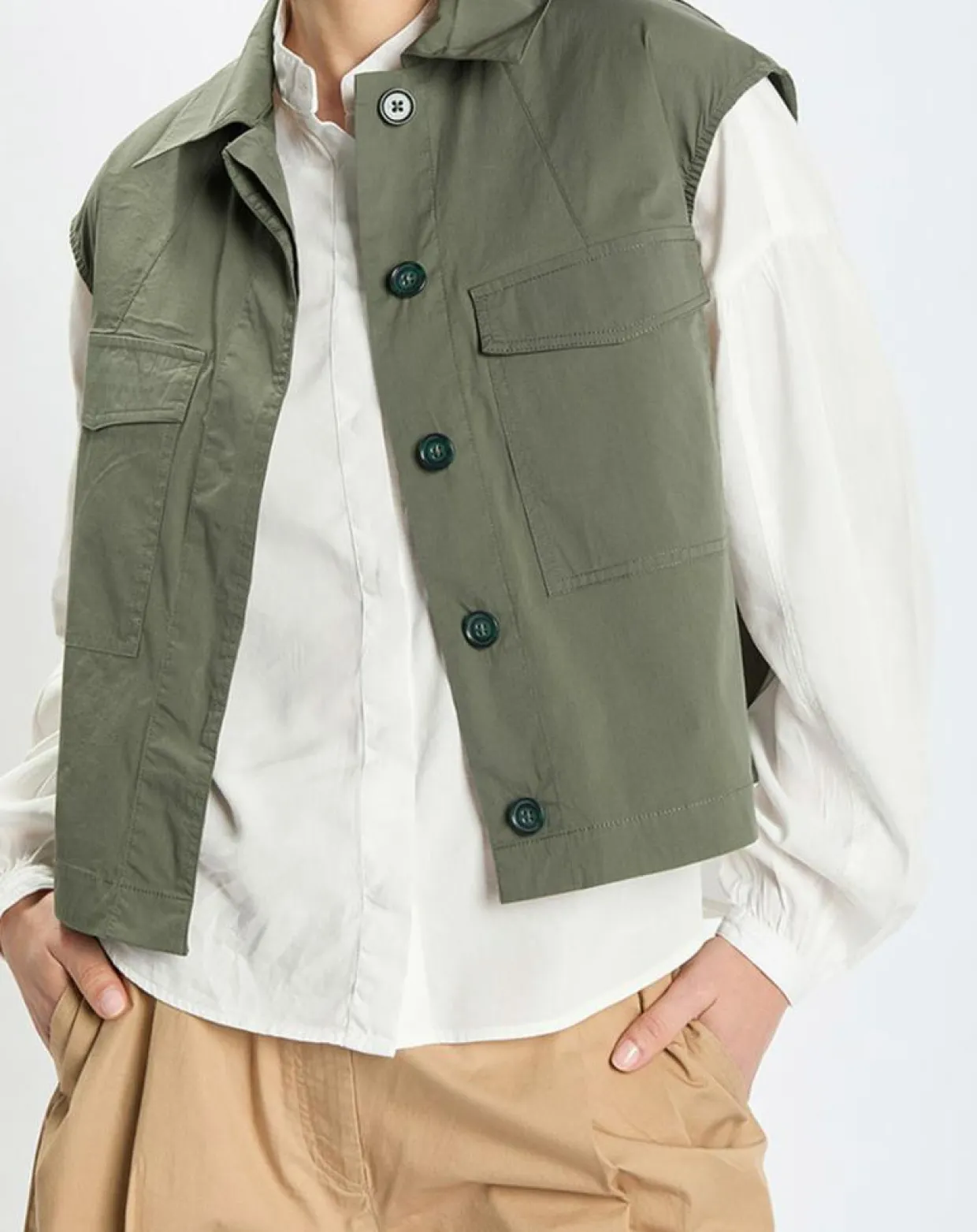 Femme Marc O'Polo Vestes, Blousons^Veste sans manches Mini Explore kaki