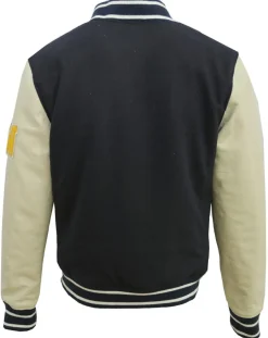 Homme Blue Wellford Vestes, Blousons^Veste Teddy en Laine & Cuir Martin marine/écru
