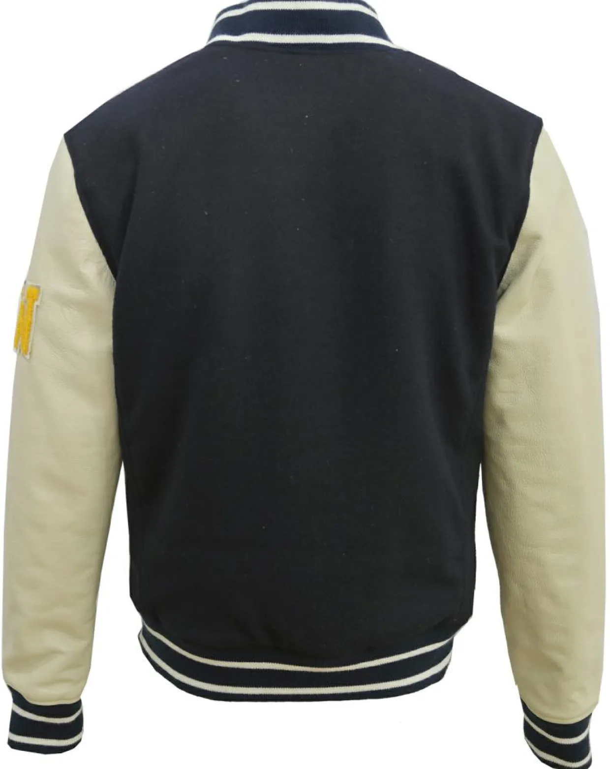 Homme Blue Wellford Vestes, Blousons^Veste Teddy en Laine & Cuir Martin marine/écru