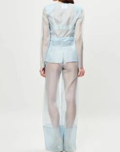 Veste transparente à épaulettes Esprit d'Atelier 100% Soie bleue-La Perla Clearance