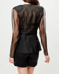 Femme La Perla Vestes, Blousons^Veste transparente à épaulettes Esprit d'Atelier 100% Soie noire