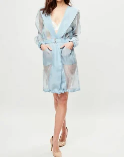 Veste transparente Esprit d'Atelier 100% Soie bleue-La Perla Outlet