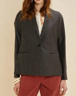 Veste Umami rayée noire-Chloé Stora Discount
