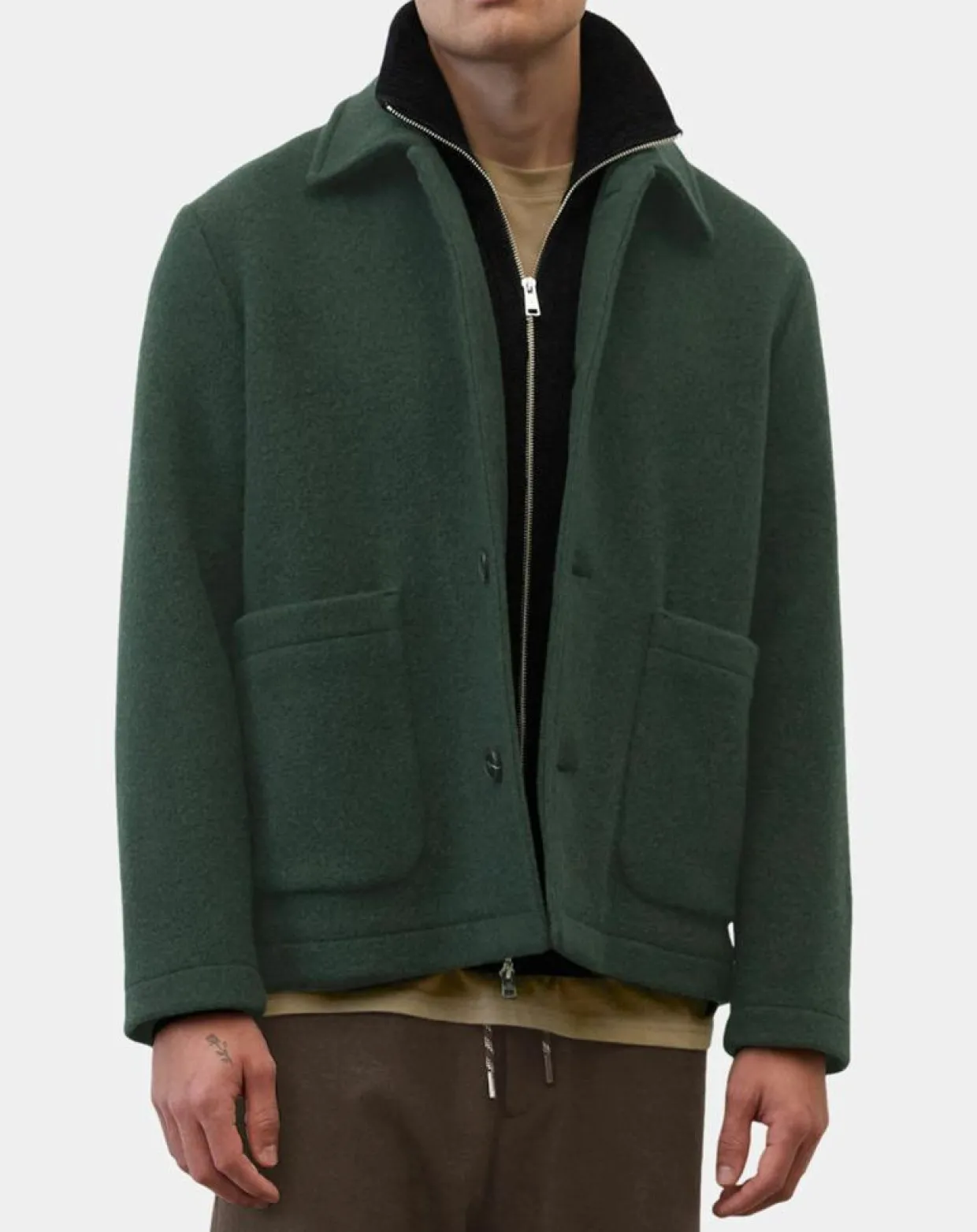 Homme Marc O'Polo Vestes, Blousons^Veste worker en Laine mélangée Manteco verte