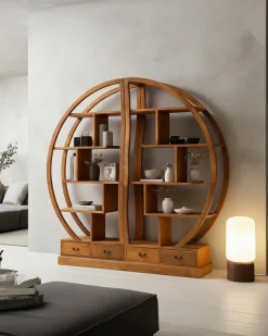 Yin Yang - Bibliothèque en bois massif de teck-Uniqka Sale