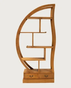 Yin Yang - Bibliothèque en bois massif de teck-Uniqka Sale